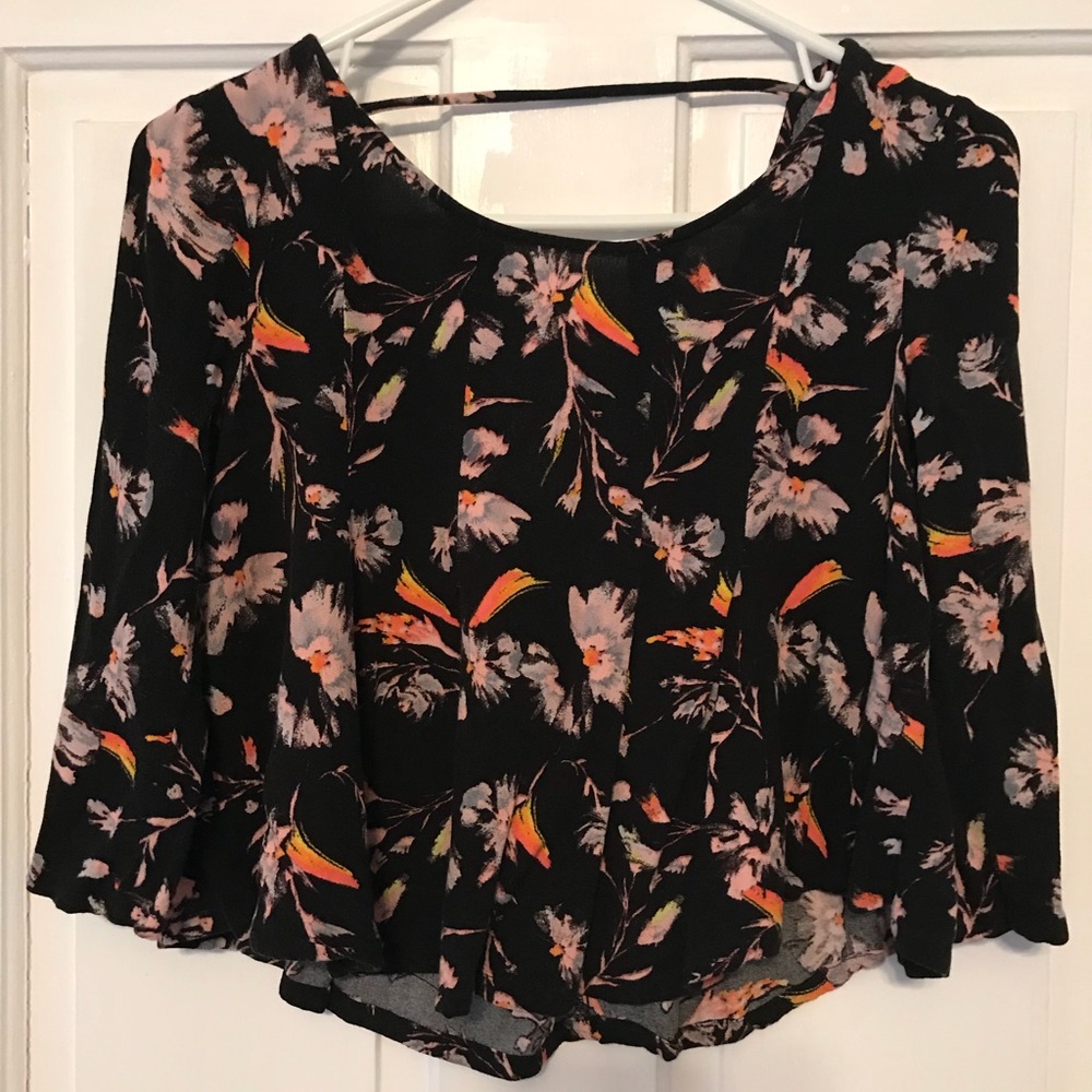 Black floral shirt